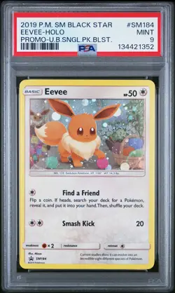 2019 POKEMON SM BLACK STAR PROMO #SM184 EEVEE-HOLO PSA 9 - Image 1