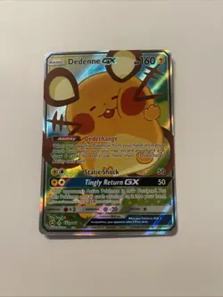 Pokemon TCG Dedenne GX Alternate Art Promo Holo Card 195a/214 NM - Image 1