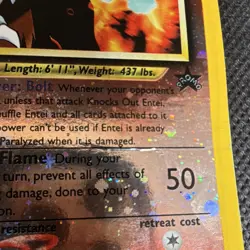 Entei Pokemon Card 34/53 Wotc Promo Reverse Holo Basic *Damaged & Curved* - Image 3