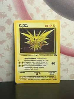 Pokemon TCG Zapdos 15/62 Fossil Set Vintage Holo Rare Card WOTC 1999 MP - Image 1