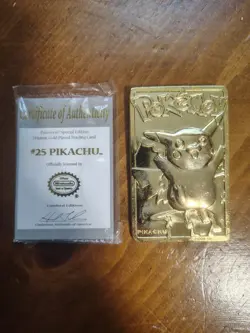 Pikachu Pokemon Card 23k Gold Plated Limited Edition Burger King 1999 Nintendo - Image 3