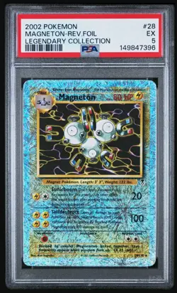 2002 pokemon legendary collection 28 Magneton Reverse Holo Foil PSA 5 - Image 1