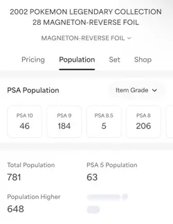 2002 pokemon legendary collection 28 Magneton Reverse Holo Foil PSA 5 - Image 4