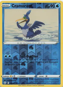 Cramorant 028/072 Uncommon Shining Fates Pokemon Reverse Holo Near Mint - Image 1