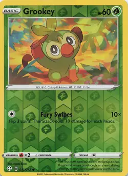 Grookey 011/072 Common Shining Fates Pokemon Reverse Holo Near Mint - Image 1