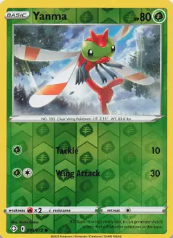 (READ DESC) Yanma 001/072 Shining Fates Pokemon Reverse Holo Lightly Played - Image 1