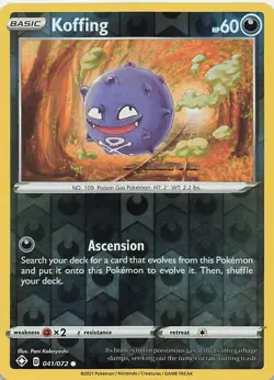 Koffing 041/072 Common Shining Fates Pokemon Reverse Holo Near Mint - Image 1
