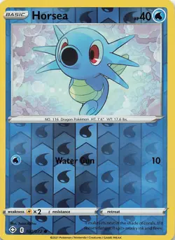 Horsea 020/072 Common Shining Fates Pokemon Reverse Holo Near Mint - Image 1