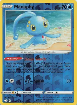 Manaphy 024/072 Shining Fates Pokemon Reverse Holo Lightly Played - Image 1