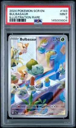 2024 POKEMON SCR EN-STELLAR CROWN ILLUSTRATION RARE #143 BULBASAUR PSA 9 - Image 1