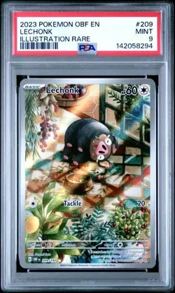 2023 POKEMON OBF EN-OBSIDIAN FLAMES ILLUSTRATION RARE #209 LECHONK PSA 9 - Image 1