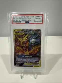 2019 POKEMON SM BLACK STAR PROMO FULL ART/MOLTRES & ZAPDOS & ARTICUNO GX PSA 10 - Image 1