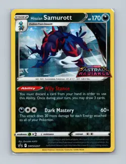 Hisuian Samurott SWSH207 Pre Release Stamped Black Star Promo Pokemon TCG - Image 1