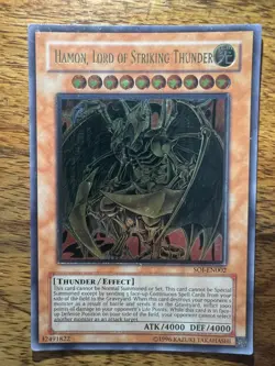 Yugioh Hamon Lord Of Striking Thunder - SOI- EN002 - Ultimate Rare NM - SEE PICS - Image 1