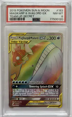 Pokemon Card - Magikarp & Wailord GX 183/181 Secret Rare Team Up - PSA 8 - Image 1