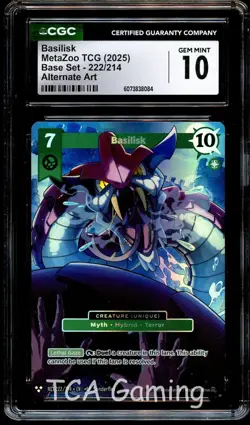 CGC 10 GEM MINT Basilisk 222/214 ALTERNATE ART MZ1 Metazoo Card 084 - Image 1