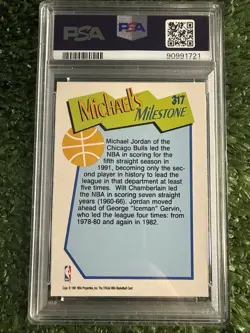 1991 HOOPS #317 MICHAEL JORDAN BULLS HOF PSA GOAT Basketball Card 23 - Image 2