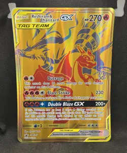 Reshiram & Charizard GX SM247 Pokemon Oversized Jumbo Promo Rare Card NM GOLD - Image 1