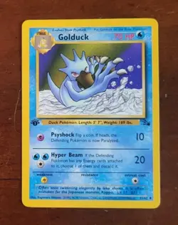 Golduck Fossil 1st Edition Pokemon TCG 35/62 Vintage 151 WOTC Uncommon Card LP - Image 1