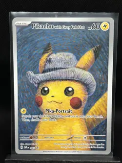Pokemon x Van Gogh: Pikachu with Grey Felt Hat SVP 085 Promo Card Raw NM - Image 1