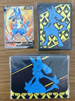 Pokemon TCG Crown Zenith Lucario Deck Box, Card Sleeves, & Promo SWSH213 - Image 1