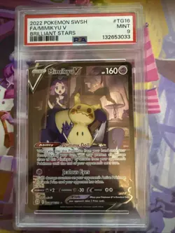Pokemon 2022 Mimikyu V TG16 Full Art Trainer Gallery Brilliant Stars PSA 9 - Image 1