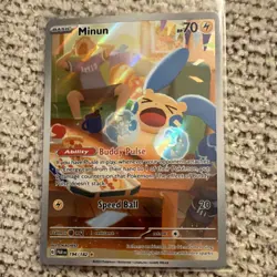 Pokemon TCG Minun 194/182 SV04: Paradox Rift Illustration Rare Holo - Image 1