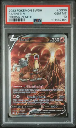 2023 POKEMON SWORD & SHIELD CROWN ZENITH #GG36 FULL ART/ENTEI V PSA 10 - Image 1