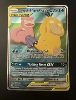 Pokemon Slowpoke & Psyduck GX Ultra Rare Full Art Holo SM-Unified Minds 218/236 - Image 1