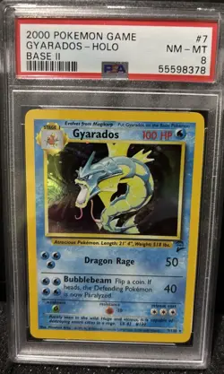 1999 POKEMON GAME BASE SET UNLIMITED # 6 GYARADOS HOLO PSA 8 NM - Vintage WOTC - Image 1
