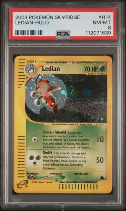 2003 POKEMON SKYRIDGE #H14 LEDIAN-HOLO PSA 8 - Image 1
