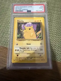 1999 Pokemon PIKACHU Yellow Cheeks PSA 9, #58/102 - - Image 1