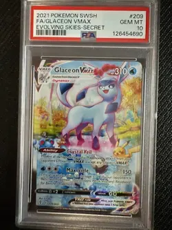 Pokemon Glaceon VMAX Evolving Skies Secret Rare Full Alt Art #209 PSA 10 - Image 1