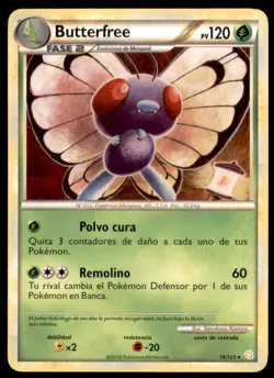 2010 Pokemon HeartGold & SoulSilver Butterfree Spanish #16 Stage 2/Rare - Image 1