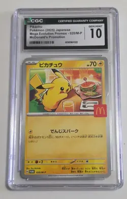 2025 POKEMON JPN MEGA EVOLUTION MCDONALD'S PROMO PIKACHU CGC 10 GEM MINT - Image 1