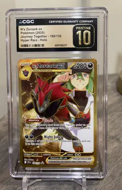 N's Zoroark ex CGC Pristine 10 Sv09 Journey Together 189/159 Hyper Rare Holo - Image 1
