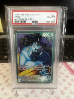 2025 ONE PIECE OP11-A FIST OF DIVINE SPEED ALTERNATE ART #021 JINBE PSA 10 - Image 1