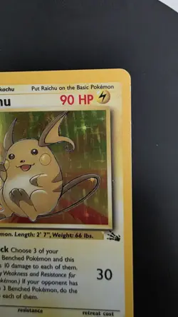 Raichu 14/62 [1st Edition] HOLO— EXC/ Near Mint — Fossil Set — WoTC Pokemon Card - Image 3