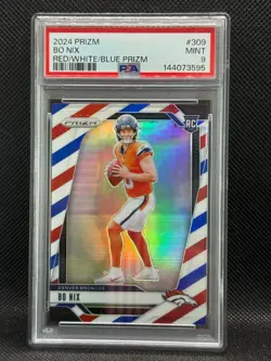 2024 Panini Prizm - Red White & Blue Prizm Bo Nix PSA 9 RC #309 - Image 1