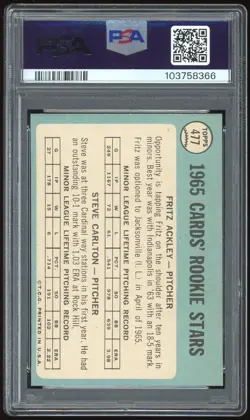 1965 Topps #477 Steve Carlton RC PSA 7 *8366 - Image 2