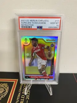 Aurelien Tchouameni 2021/22 Topps Merlin Chrome RC Refractor PSA 10 #17 UCC - Image 1