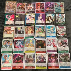 One Piece lot of 29 OP Cards plus 1 holo pokemon card. OP Rares-SEC, Mixed-Lang. - Image 1