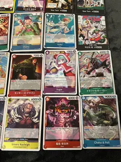 One Piece lot of 29 OP Cards plus 1 holo pokemon card. OP Rares-SEC, Mixed-Lang. - Image 5
