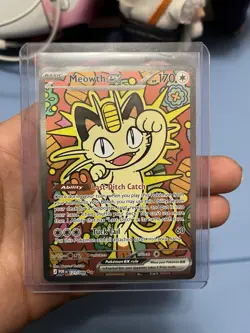 Pokemon Meowth EX Full Art Holo Rare Basic POR 121/088 TCG Card - Image 1
