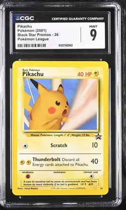CGC 9 MINT Pikachu (snap) 26 Black Star Promo Wotc Pokemon League Pokemon Card - Image 1