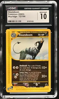 CGC 10 GEM MINT Houndoom 2003 Skyridge 12/144 Pokemon Card - Image 1