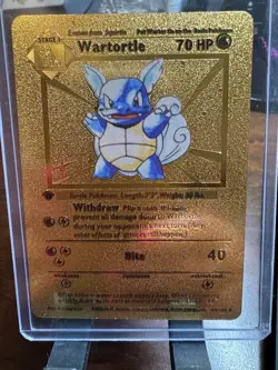 Pokemon Stage 1 Wartortle 70 HP Gold Foil Fan Art Card - Image 1