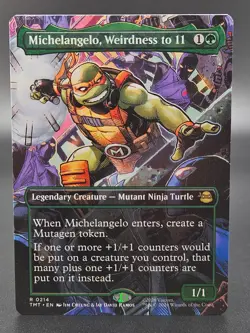 Michelangelo Weirdness to 11 MTG x TMNT 0214 Ninja Turtle Card NM Borderless - Image 1