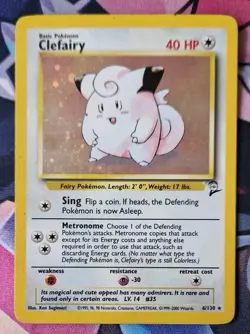 Pokemon TCG Clefairy Holo Rare Card Base Set 2 6/130 LP - Image 1