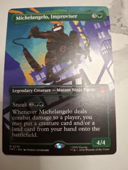 Michelangelo, Improviser (Borderless) Teenage Mutant Ninja Turtles MAGIC MTG - Image 1